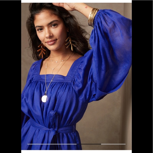 Banana republic Ramie Midi Blue Dress - Picture 2 of 7